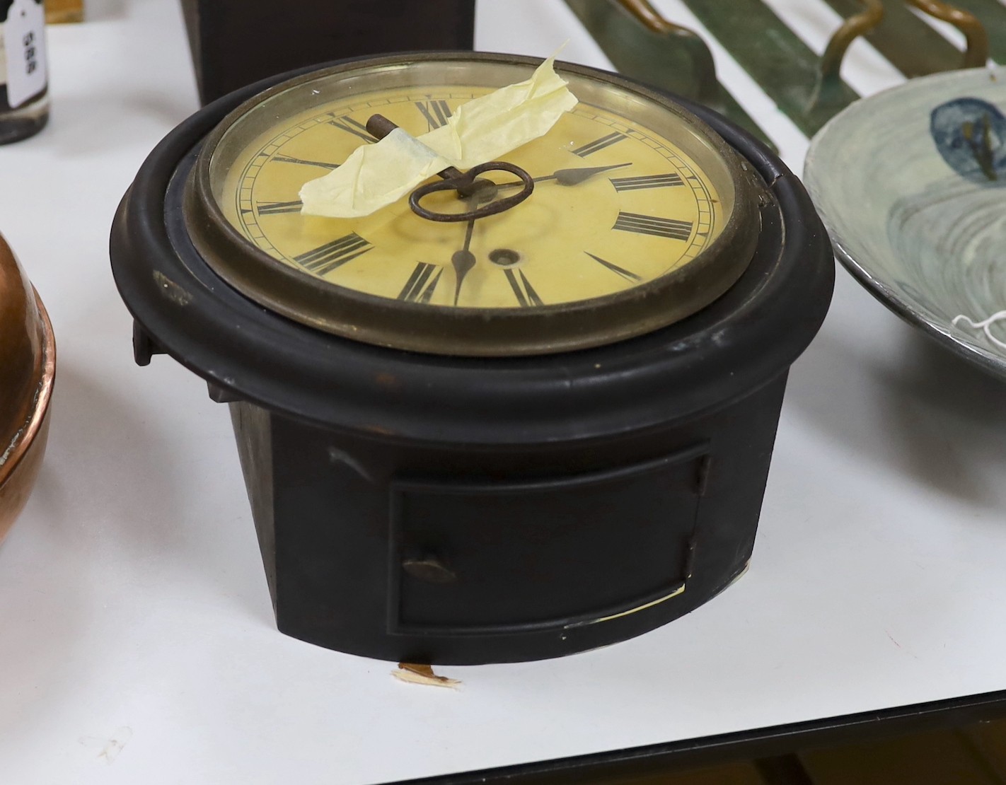 A Victorian circular dialled wall timepiece, 26cm diameter